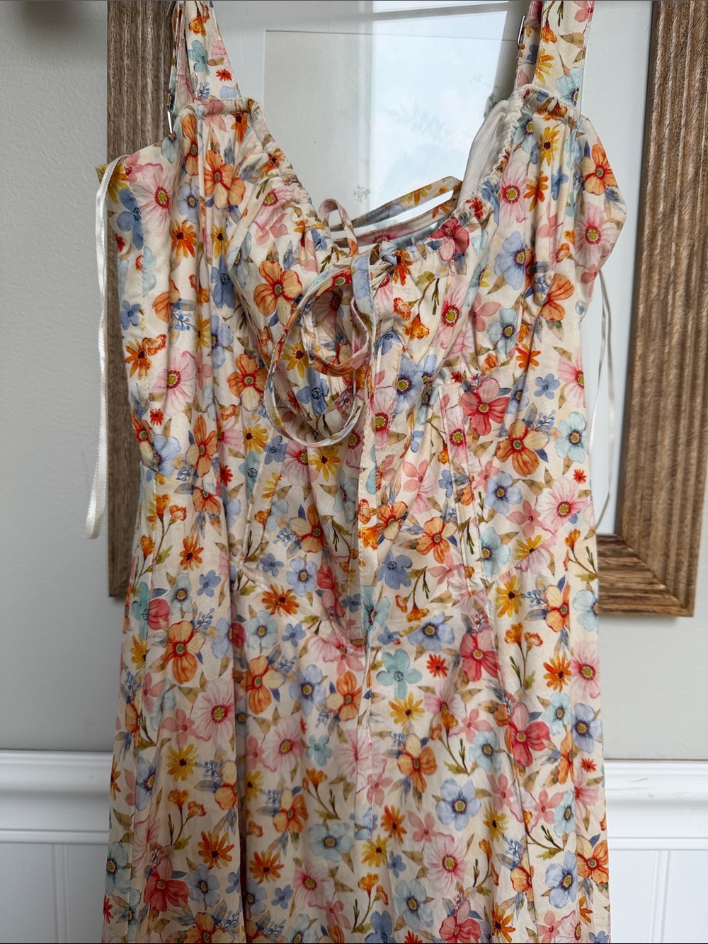 Petal & Pup Cream Maxi Dress with Orange, Pink & Blue Floral Print - Picture 4 of 5
